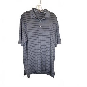 Peter Millar Summer Comfort Grey & blue striped polo men's Large